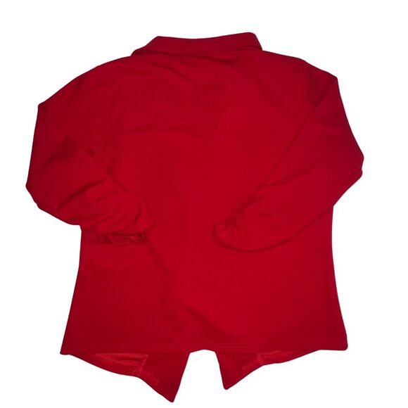 AUQCO Blazer Womens XL Red Tomatogirl Asymmetrical Collared Open Front Jacket - Picture 4 of 11